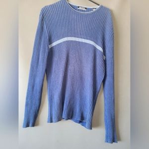 Brandini Le Collezioni Pullover Navy Blue Sweater Ribbed Pullover Mens Large